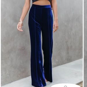 Amani High Rise Velvet Flare Pants Cobalt Blue